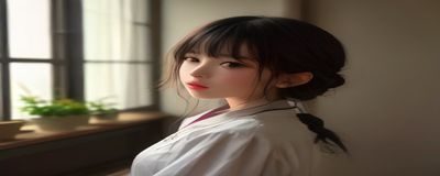 二次元风格插画展示角色在甜蜜互动中因羞耻感而侧身回避的经典场景，色调温暖柔和